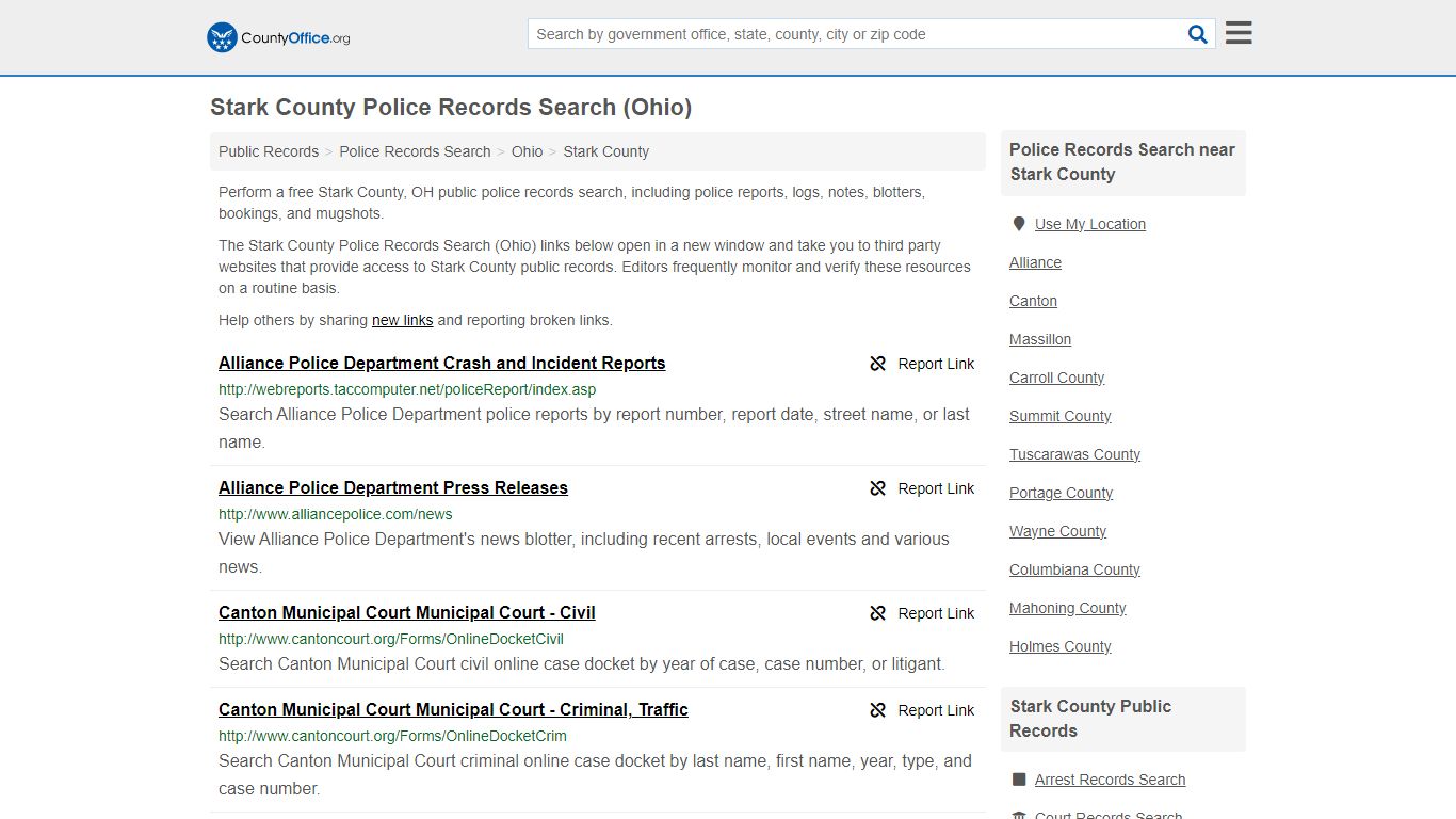 Police Records Search - Stark County, OH (Accidents & Arrest Records)
